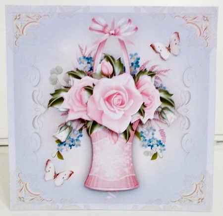 Vintage Pink Flowers Basket Mini Kit by Pam Stubley