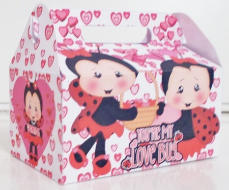 GABLE TOP GIFT BOX - VALENTINES DAY LOVE BUG LADY BUGS by Pam Stubley
