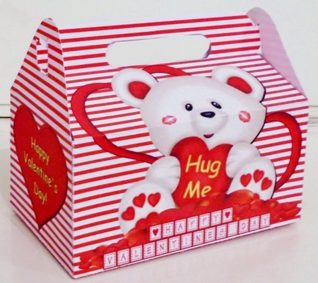 GABLE TOP GIFT BOX - VALENTINES DAY BEAR HUGS BOYS AND GIRLS by Pam Stubley