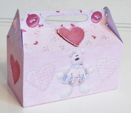 Warm Fuzzy Bear Heart felt Gable Box by Pam Stubley
