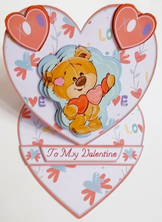 Teddy With Heart Banner Heart Shaped Easel Minikit by Pam Stubley
