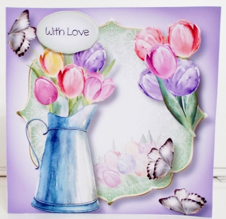Vintage Water Jug - Tulips 8x8 by Pam Stubley