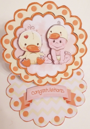 Baby Congratulation - Scalloped Easel Card by Pam Stubley