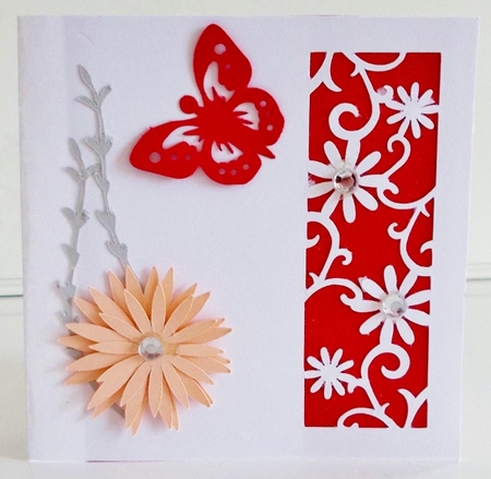Flower Panel Card with Butterfly by Pam Stubley