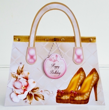Gold Silk Handbag Shaped Card Mini Kit by Pam Stubley