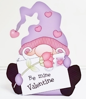 3D Valentine Treat Box Mini Kit - Cute Gnome has a Valentine Card by Pam Stubley