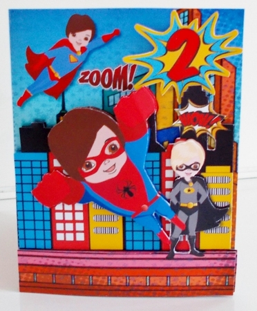 Super Hero Birthday Pop Out Book Card and Envelope Kit. by Pam Stubley