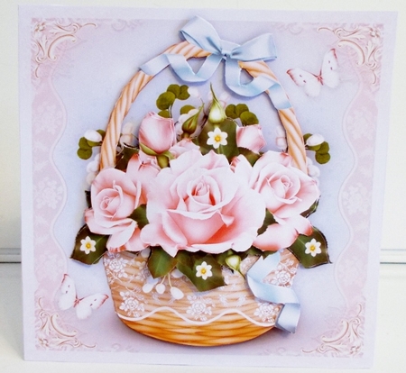 Basket with Pink Roses Mini Kit by Pam Stubley