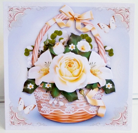 Basket with White Yellow Roses Mini Kit by Pam Stubley