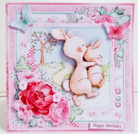 MUMMY BUNNY 7.5 Decoupage & Insert Kit Various Occasions by Pam Stubley