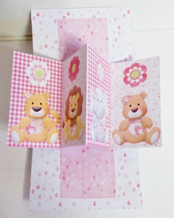 BABY GIRL TWIST & POP 1ST BIRTHDAY OR CONGRATULATIONS CARD by Pam Stubley