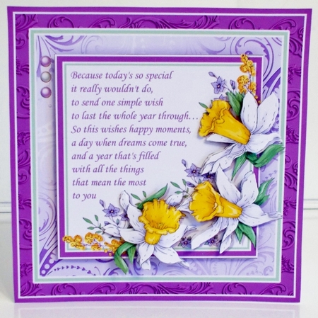 DAFFODILS & VARIOUS VERSES Many Occasions 7.5 Decoupage & Insert Kit by Pam Stubley