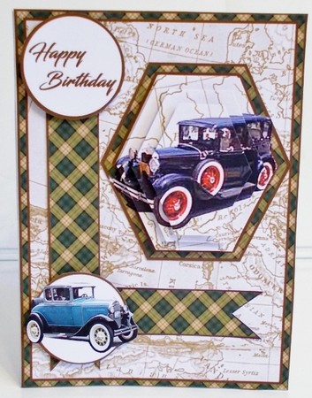 Hexagon pop-out Vintage cars by Pam Stubley