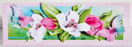 Pretty pink and white spring flowers with butterflies DL by Pam Stubley