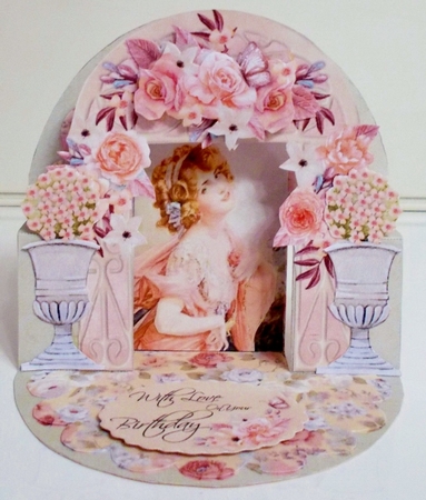 Peach Rose Garden Pop-up Arch Card & Box Envelope by Pam Stubley