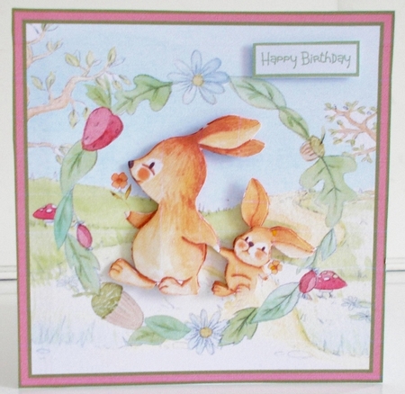 Rabbit and bunny spring walk by Pam Stubley