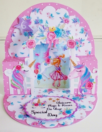 Dancing with Unicorns Pop-up Arch Card & Box Envelope by Pam Stubley