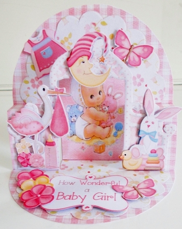 Sweet Baby Girl Pop-up Arch Card & Box Envelope by Pam Stubley