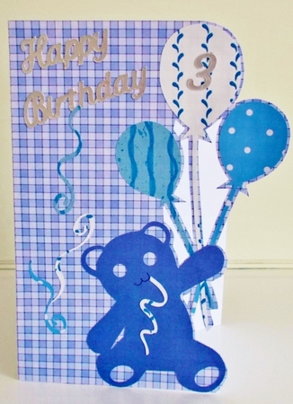 Balloon Bear Birthday Card with Numbers 0 to 9 by Pam Stubley
