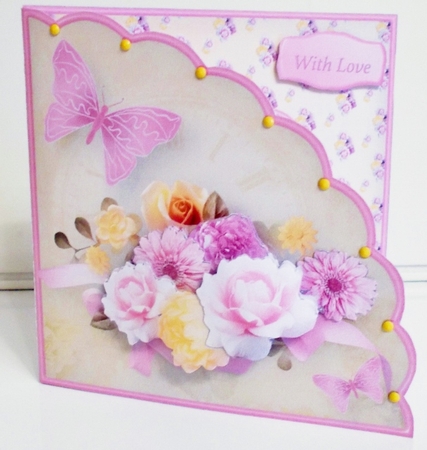 Pink and Yellow Posy - Shell Front Card Mini Kit by Pam Stubley
