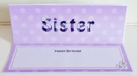Large DL Happy Birthday SISTER insert with Tartan by Pam Stubley