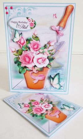 Pink Roses Flower Pot by Pam Stubley