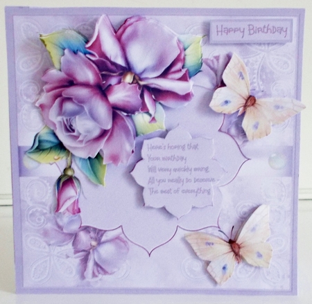 Purple rose and butterfly by Pam Stubley