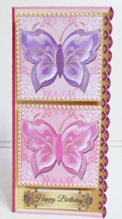 Cut & Fold Scalloped Edge DL Card With Butterflies 3 by Pam Stubley