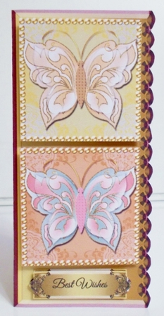 Cut & Fold Scalloped Edge DL Card With Butterflies 5 by Pam Stubley