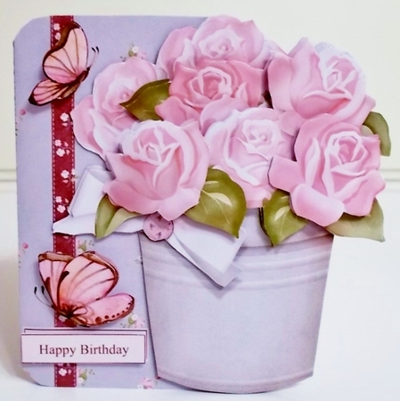 Butterflies & Roses Shaped Decoupage Card Kit with Envelope and Inserts by Pam Stubley