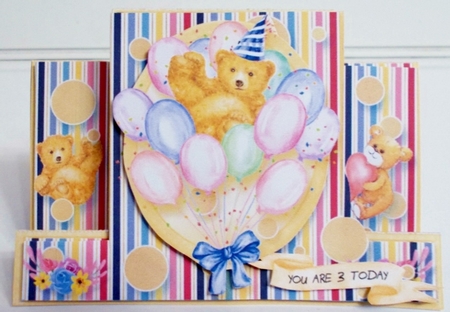 Centre Stepper Birthday Bears & Balloon kit-3 by Pam Stubley