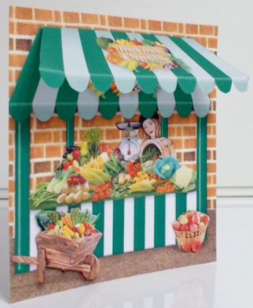 Fruit And Veg Market Stall Square Card  Topper & Decoupage by Pam Stubley