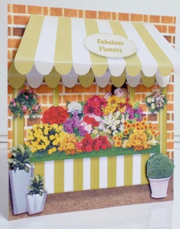 Fabulous Flowers Market Stall Square Card Topper & Decoupage by Pam Stubley