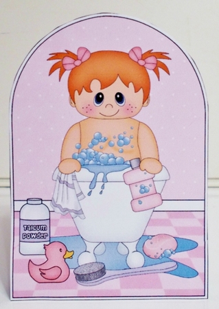 3D Shaped Card Kit - Bathtub Buddies - Cute Little Girl by Pam Stubley