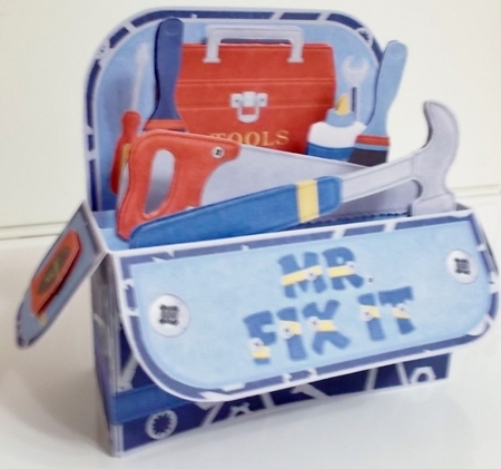Tool Time Rectangle Pop-up Box Card Full Kit with envelope by Pam Stubley