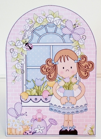 3D Shaped Card  Kit - Country Cottage Girlz Zoe has a Vase of Tulips by Pam Stubley