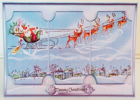 Santa flying over the roof tops by Pam Stubley