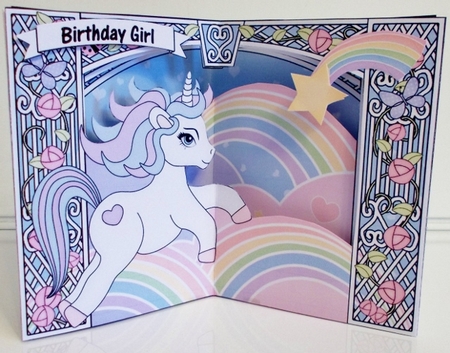 3D Triangle Shadow Box Scene it Card Kit - Cute Little Unicorn Magic by Pam Stubley