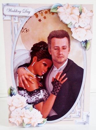 Mixed Race Bride & Groom And Roses Card Front 1 by Pam Stubley