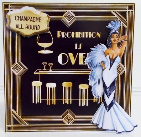Roarin 20s 1 - 6x6 inch card front with decoupage by Pam Stubley