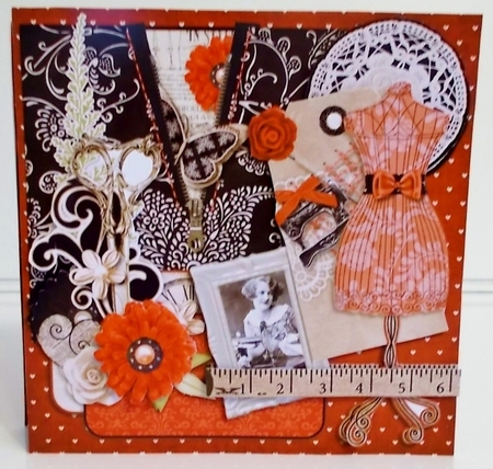 Vintage Seamstress 7x7 Accordion Duo Pocket Card Kit by Pam Stubley