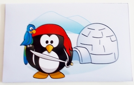PENGUIN PIRATE GIFT VOUCHER ENVELOPE by Pam Stubley