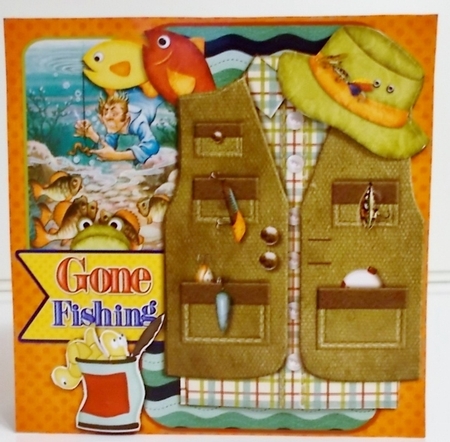 Gone Fishing 7x7 Accordion Duo Pocket Card Kit by Pam Stubley