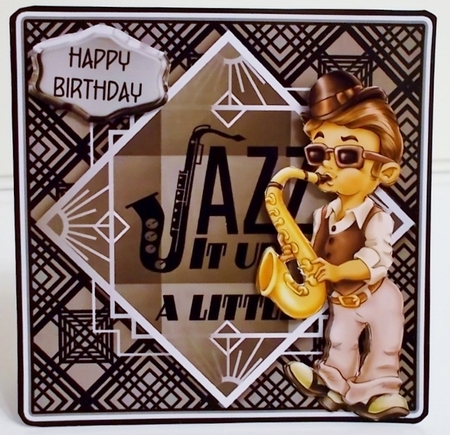 Roarin 20s 3 - 6x6 inch card front with decoupage by Pam Stubley
