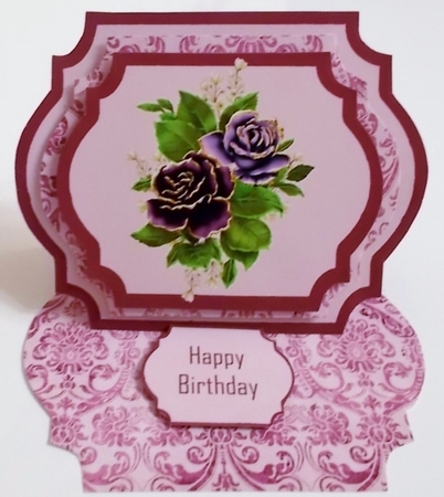 Purple Rose Shaped Easel Card by Pam Stubley