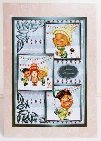 FaLaLaLaLaLaLaLaLa Three Square Quick Card by Pam Stubley