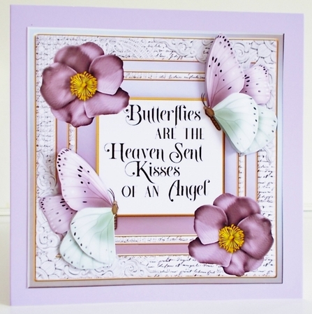 Beautiful Butterfly Kisses & Wild Roses 2 7x7 Quick Card by Pam Stubley