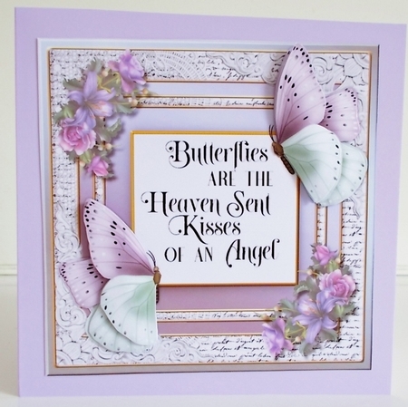 Beautiful Butterfly Kisses & Lilies  7x7 Quick Card by Pam Stubley