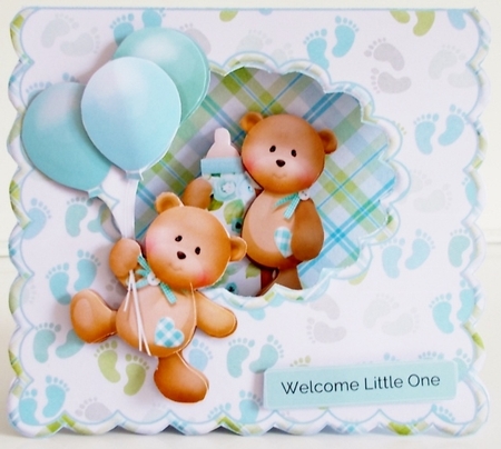Baby Boy Milestones Scalloped Tent Card by Pam Stubley