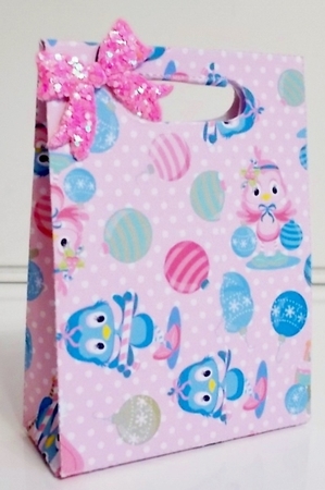 Gusset Sided Gift Bag - Shabby Chic Christmas Birds by Pam Stubley